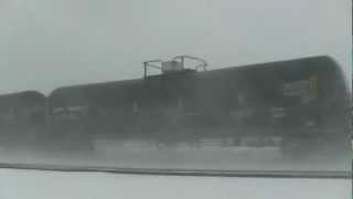 preview picture of video 'First Snowstorm of the Year, BNSF Staples Sub'