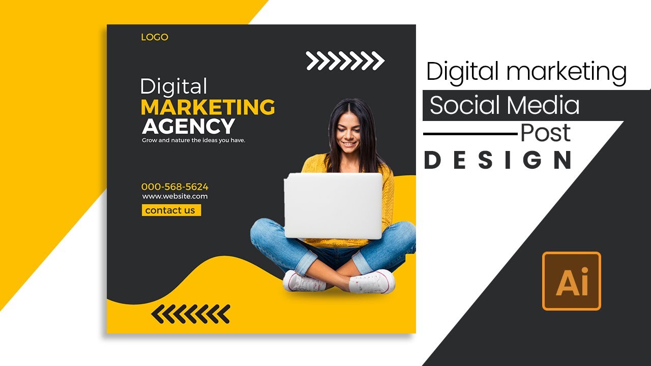 Social media post design illustrator | Illustrator Tutorial | digital marketing