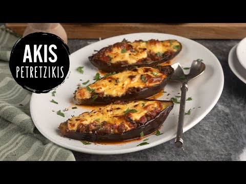 Greek stuffed eggplants - Papoutsakia | Akis Petretzikis