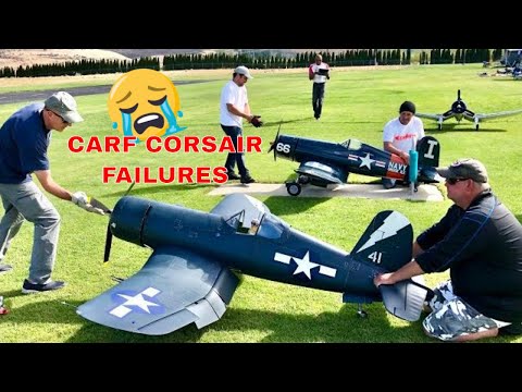 Crash! Giant Scale RC F4U Corsairs (CARF) with Moki Radial Engines with a cowl and gear failure