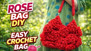 Crochet Rose Bag 🌹 | Easy & Beautiful Handmade Bag Tutorial | DIY Crochet Bag for Beginners (part 2)