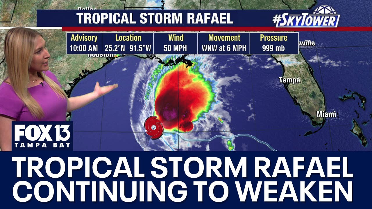 Tropical Storm Rafael continuing to weaken