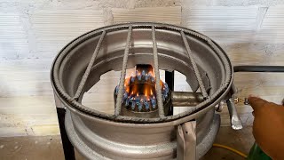 ESTUFA A GAS CON RUEDA DE  CARRO/haciendolo facil