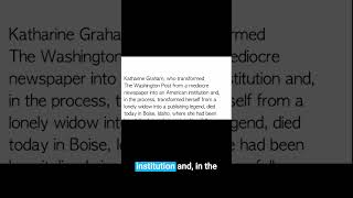 Katharine Graham: Grading the first line of her obituary #obituary #nytimes #obituaries