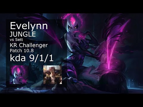 Evelynn Jungle vs Sett - KR Challenger 9/1/1 Patch 10.8 Gameplay // [롤] 이블린 vs 세트 정글