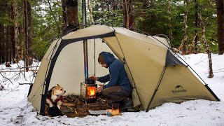 Winter Hot Tent Camping In Snow