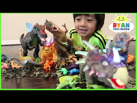 DINOSAURS TOYS COLLECTION FOR KIDS! JURASSIC WORLD DINOSAURS T REX battle Family Fun Playtime