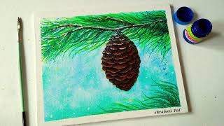 Winter Special Easy & Simple Pine Cone Acrylic Speed Painting for Beginners | Paint It