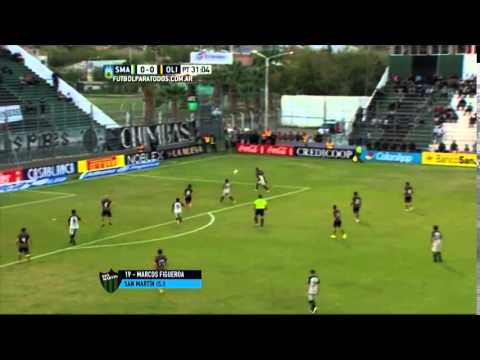 Gol de Marcos Figueroa. San Martín de San Juan 1-0 Olimpo