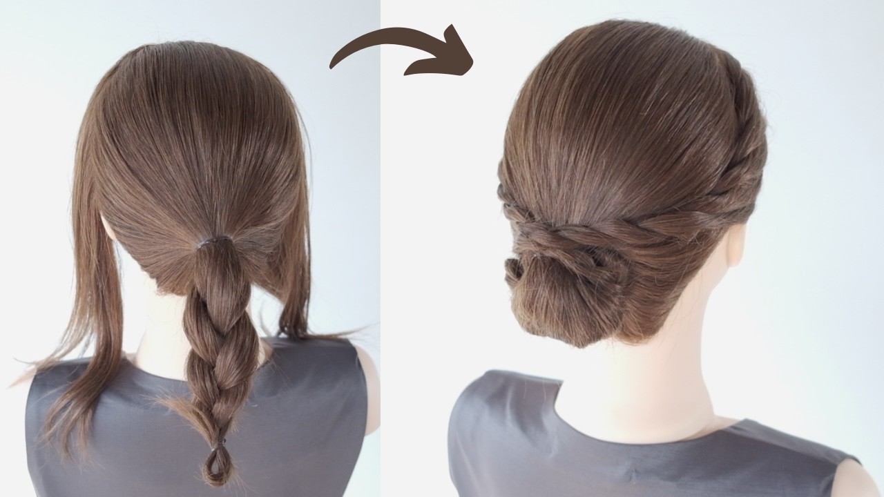 ロープ編みで作る上品なまとめ髪 / Easy Rope Twist Low Bun Tutorial / Elegant Updo for Medium & Long Hair