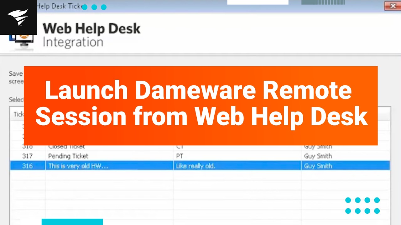 Launch DameWare Remote Session from Web Help Desk