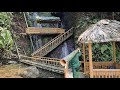 75 Days How To Build Bamboo House On the Waterfall, Cliff, Mountions, Dangerous Wild Forest