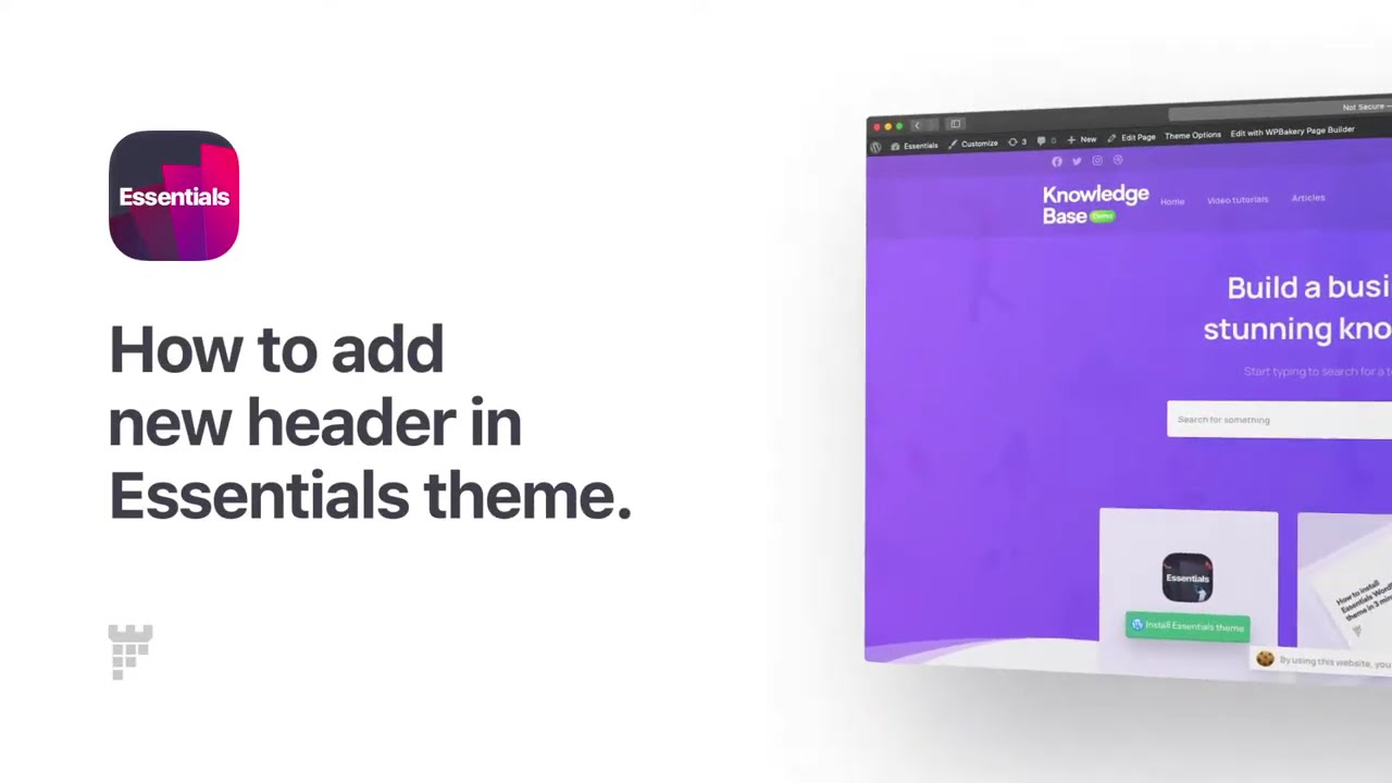How to add new header to your website in Essentials theme.