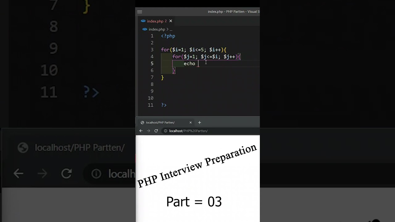 PHP Pattern Program || #PHP_interview #preparation #shorts #2023 #php Part - 03