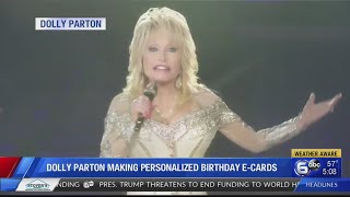 Dolly Parton making personalized birthday e-cards