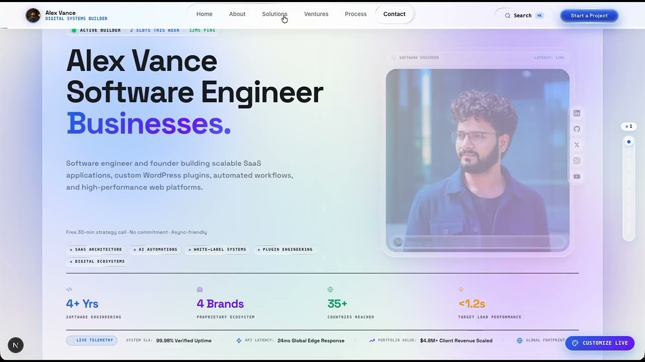 FounderOS — Developer Portfolio System demo video