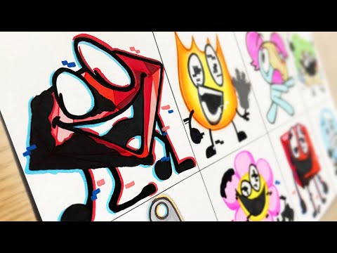 Drawing FNF - BFDI Glitch / Battle For Corrupted Island / Learn with Pibby