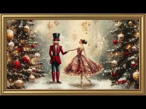 Christmas Greeting Card | Gold Frame TV Art | *ੈ🎄✩ Peaceful Piano & Classic Holiday Music for Focus