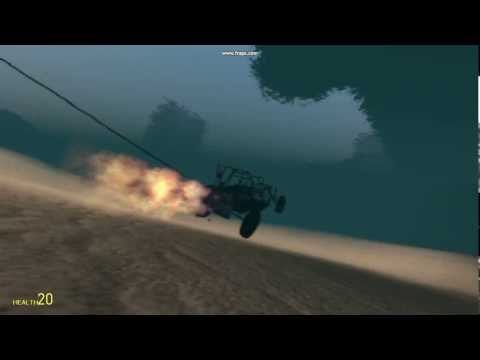 Elastic rope attached to a rocket propelled car