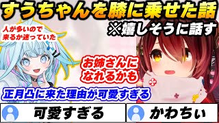 【可愛い】正月凸に来るか迷っていたすうちゃんだったが、とある理由で来ることになった話をロボ子さん嬉しそうに話す【ロボ子さん/水宮枢/ホロライブ切り抜き】