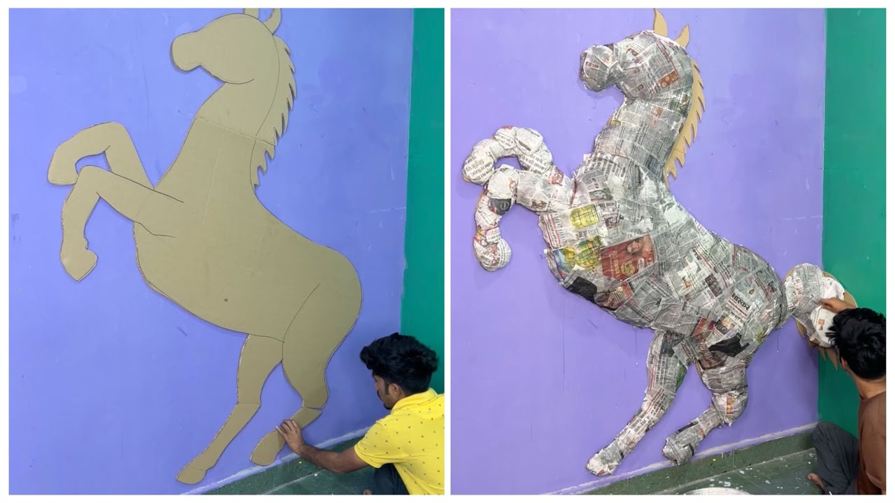 Making a Giant 3D Horse Wall Art from Waste Newspaper🐎 | 😱 Step-by-Step