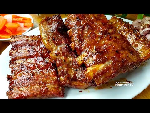 Bí quyết SƯỜN NƯỚNG KIỂU BBQ mềm ẩm không khô thấm vị đậm đà rất dễ làm |Nhamtran FV