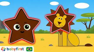 Aprenda Formas Geométricas para Crianças: Leão, Helicóptero, Casa e Avião | BabyFirst Brasil