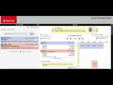 Visual Schedule Builder Mcgill