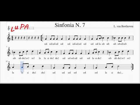 Sinfonia N.7 (L. van Beethoven) - Flauto dolce - Note - Spartito - Karaoke - Recorder - Instrumental
