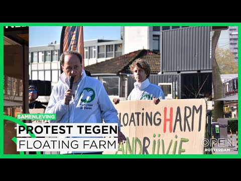 Protest tegen drijvende boerderij in Merwehaven