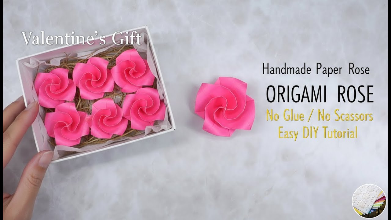 【折り紙】1枚で簡単！バラの折り方🌹バレンタインのギフトに最適（矢印・ガイド付きで初心者でも安心）