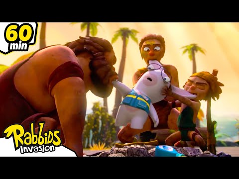 RABBIDS INVASION | Compilation 1h The Rabbids meet the Cro-Magnons! | Raving Rabbids