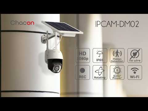 Chacon IPCAM-DM02 - Caméra WiFi rotative d’extérieure sans fil avec panneau solaire