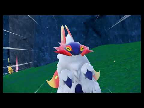 Pokemon Scarlet fighting and catching SLITHER WING at AREA ZERO (PARADOX VOLCARONA)