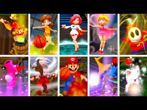 Mario Slam Basketball - All Characters - All Super Shots