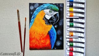 Acrylic Painting / The parrot / step by step tutorial / Canvas of Life