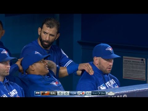 Bautista gives Thole a massage in the dugout