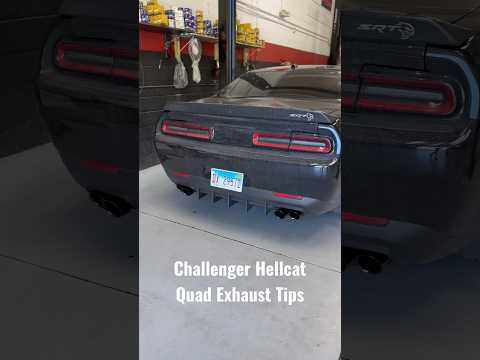 Dodge Challenger Hellcat Staggered Quad Exhaust Tips Upgrade #dodgechallenger #dodge #challengersrt