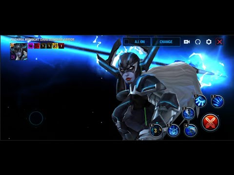 Proxima Midnight in Dark Obsidian Armour suit skills preview | Marvel Future Fight