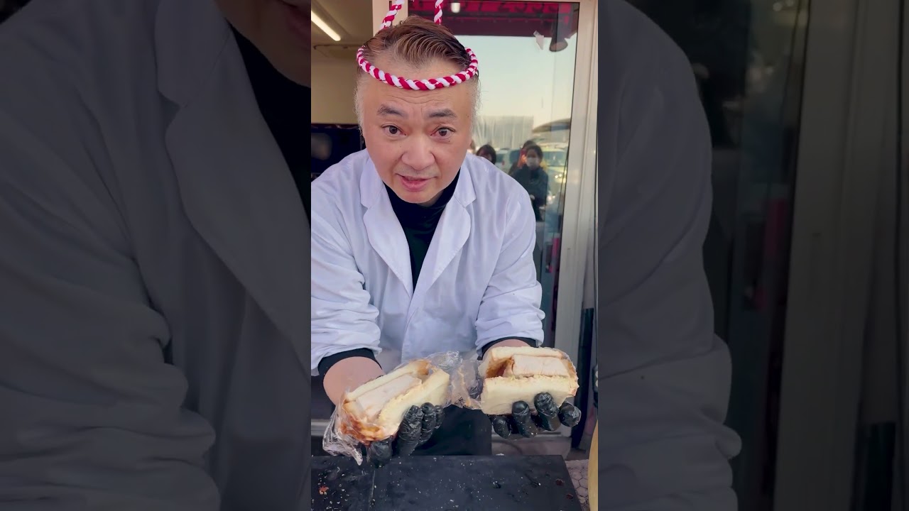 無料！日本一カツサンド【ゲリライベント】チーズたっぷり美味しいですよ #花いち  #cooking #市場開放 #food #飯テロ