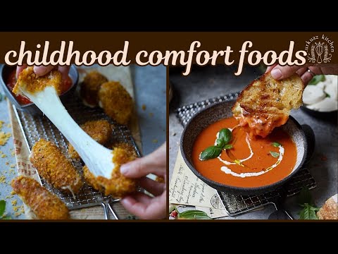 Childhood Comfort Foods (Mozzarella Sticks & Tomato Soup with Grilled Cheese)