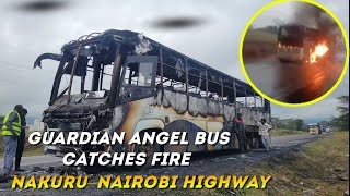 Fire Outbreak: Guardian Angel Bus Destroyed by Flames on Nairobi–Nakuru Road