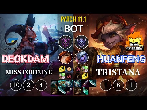 DYN deokdam Miss Fortune vs SN huanfeng Tristana Bot - KR Patch 11.1