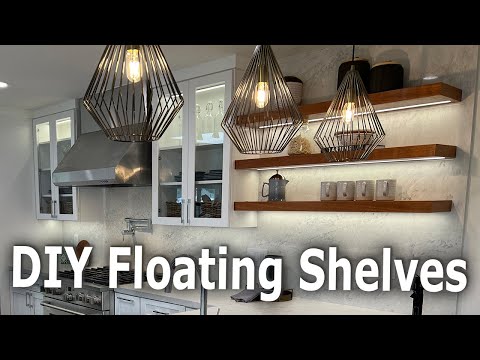 Building Floating Shelves with Mahogany Veneer and LED Accent Lights