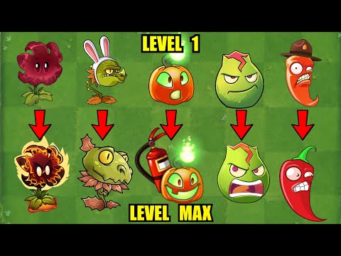 PvZ Evolutions - All Fire Plants Level 1 Vs Max - Which Plants Better ? - PvZ 2 Experiments