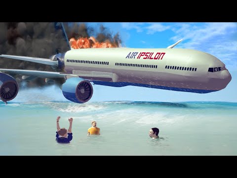 Emergency Landing On Beach After Engine Exploded - Airplane Crashes ! Besiege plane crash