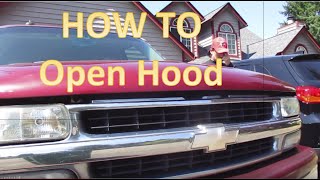 How to Open Hood Latch Chevy Suburban 2000-2006 opening Chevrolet Bonnet 2001 2002 2003 2004 2005