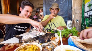 Eating PIG FISH + HUMMUS with Fishermen in Ancient Tyre! | Amazing Mediterranean Food! - YouTube