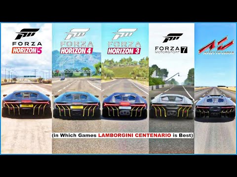 Lamborghini Centenario Comparison in Forza Horizon 5, Horizon 4, FH3, Motorsports 7, Assetto Corsa