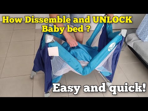 How to DISASSEMBLE Unlock Baby cot cradle bed. Quick and easy! Baby Trend Pack n Play